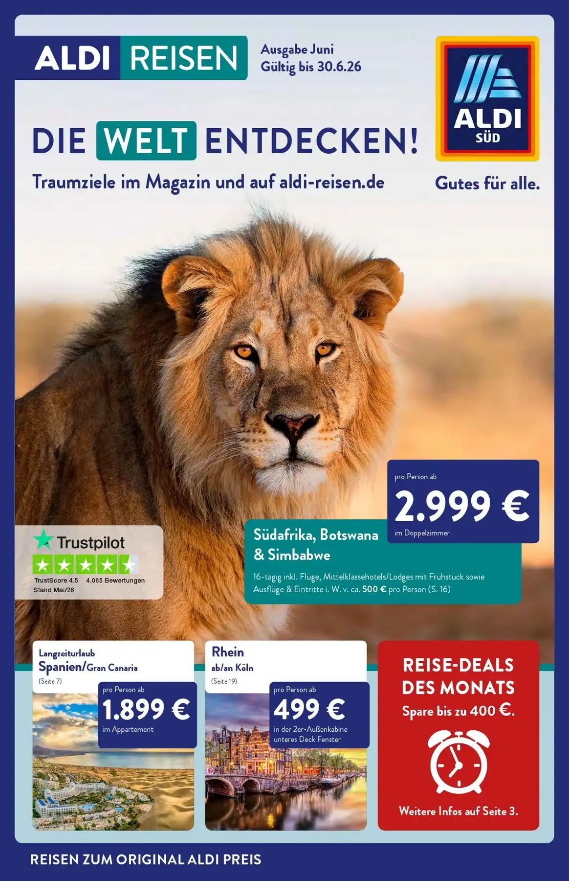 Aldi Süd Prospekt Ab 29.06.2026 Bis 04.07.2026 - Bild 1 Reisen Juni