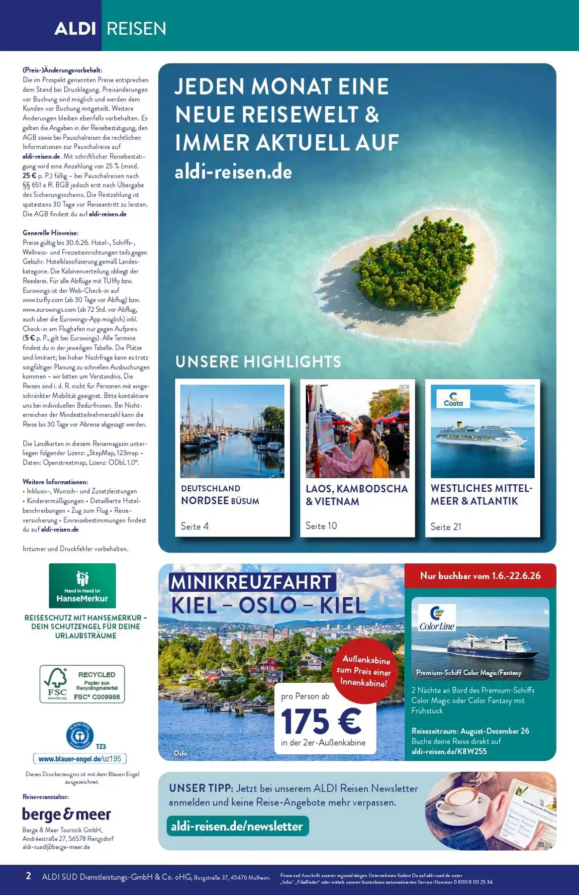 Aldi Süd Prospekt Ab 29.06.2026 Bis 04.07.2026 - Bild 2 Reisen Juni