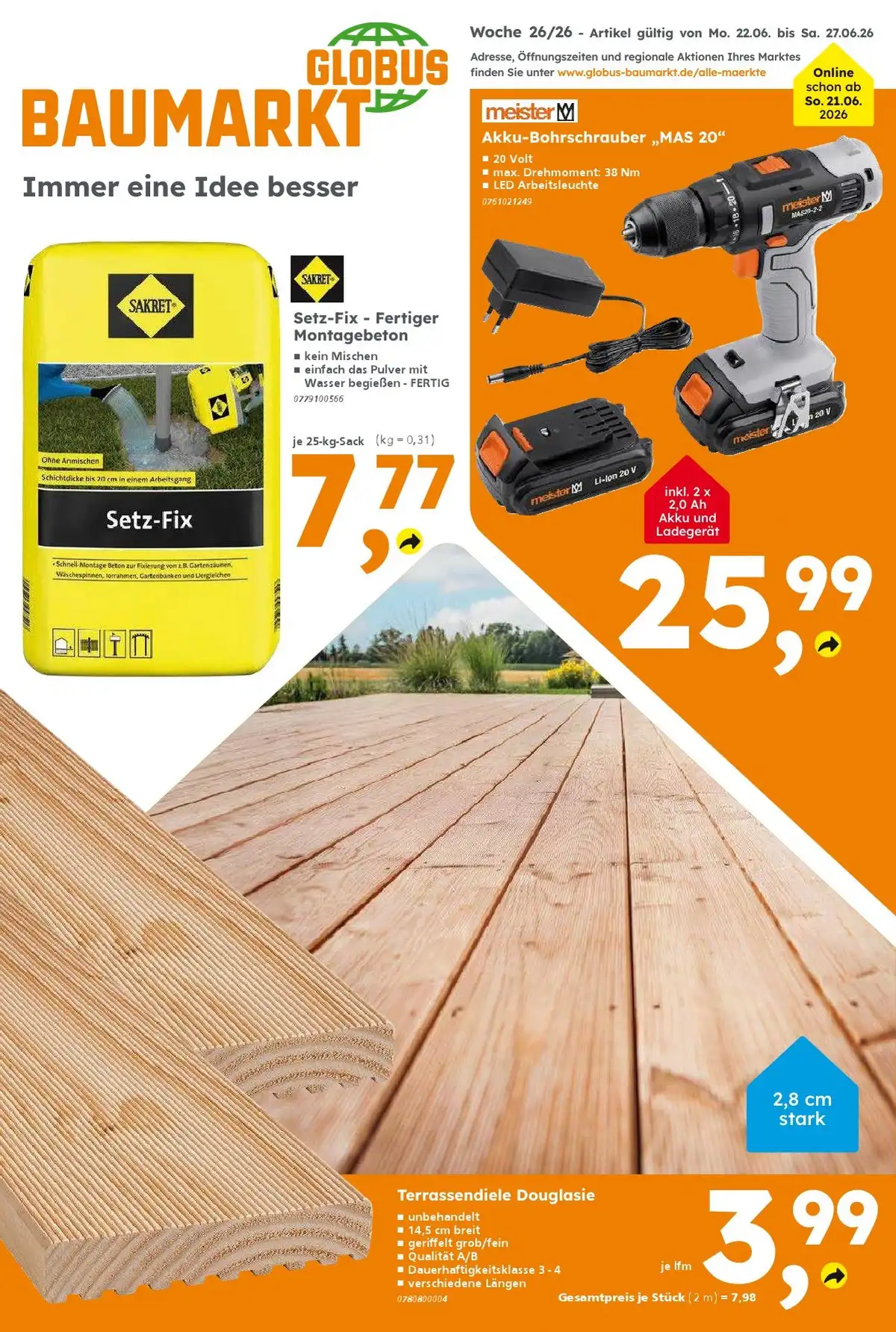 Globus Prospekt Vom 29.06.2026 Bis 04.07.2026 - Bild 1 Baumarkt Ab 22.06.2026
