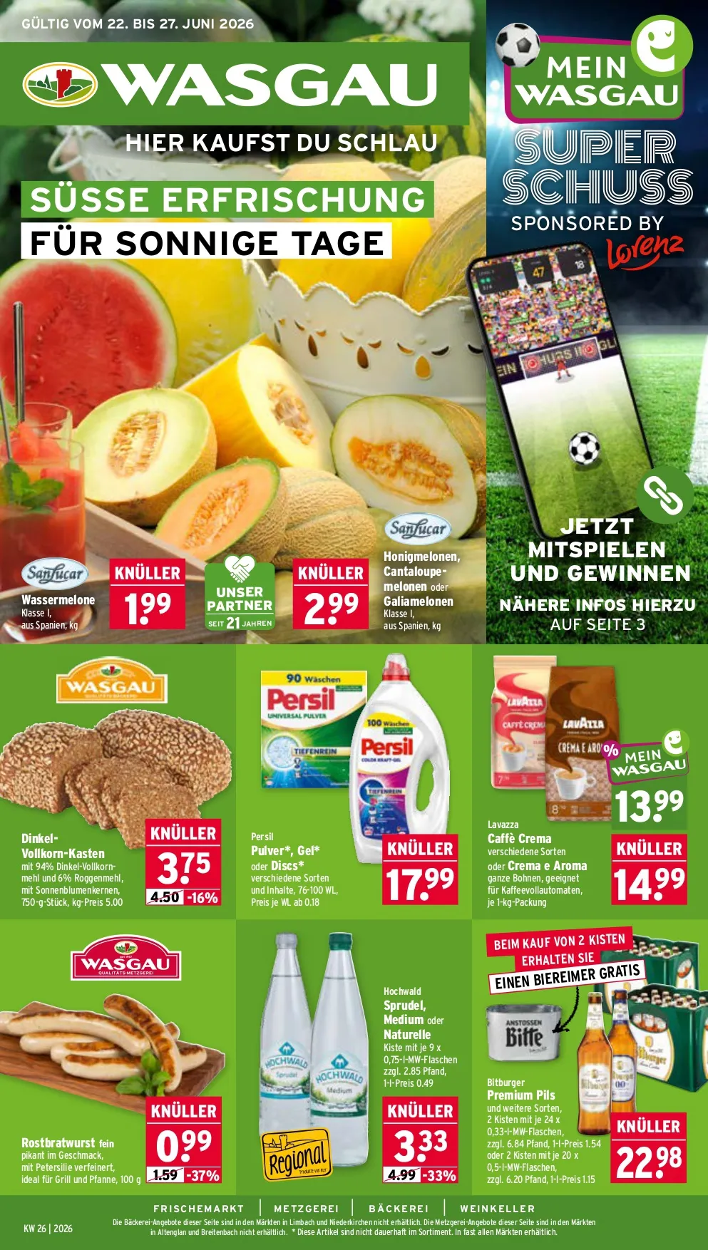 Wasgau Prospekt Ab 22.06.2026 Bis 27.06.2026 - Bild 1 Ab 22.06.2026