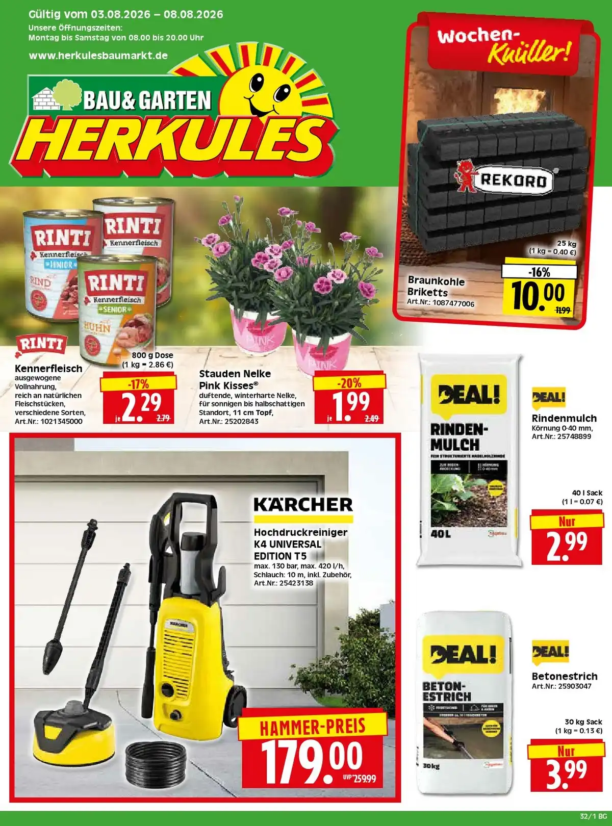 Herkules Baumarkt Prospekt Ab 03.08.2026 Bis 08.08.2026 - Bild 1 Ab 03.08.2026