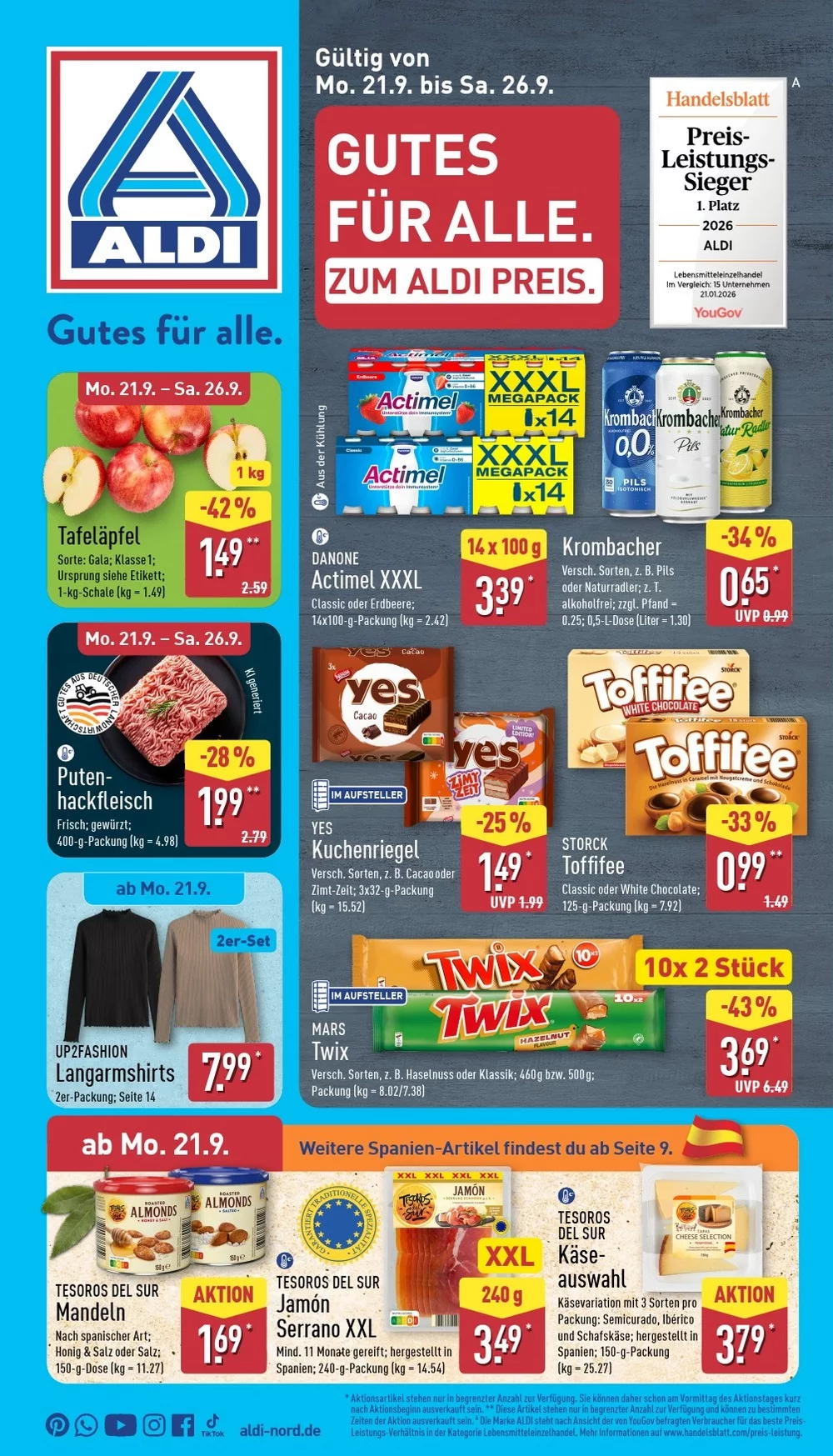 Aldi Nord Prospekt Ab 21.09.2026 Bis 26.09.2026 - Bild 1 Ab 21.09.2026
