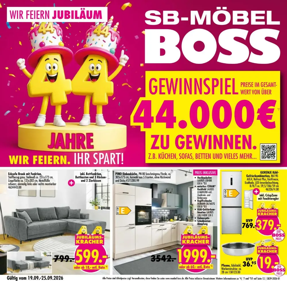 Möbel Boss Prospekt Ab 19.09.2026 Bis 25.09.2026 - Bild 1 Ab 19.09.2026